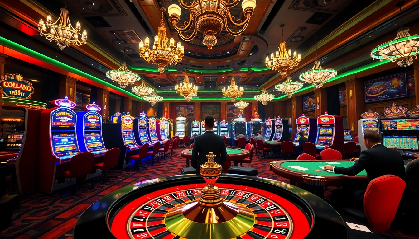 Experience the thrill of gambling with mb 666 at a dazzling casino, featuring roulette wheels and poker tables.